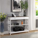 CRAFTYKART Wooden Rectangular Console Table with Drawer - White
