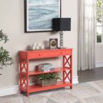 CRAFTYKART Wooden Rectangular Console Table with Drawer - Coral Red