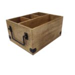 CRAFTYKART Wood Cutlery Holder - Wooden Table Caddy - Flatware Utensil Holder - Spoon Stand with Handle - Dining Table Organizer