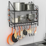 CRAFTYKART Metal Rectangle Wall Mounted Pot Rack